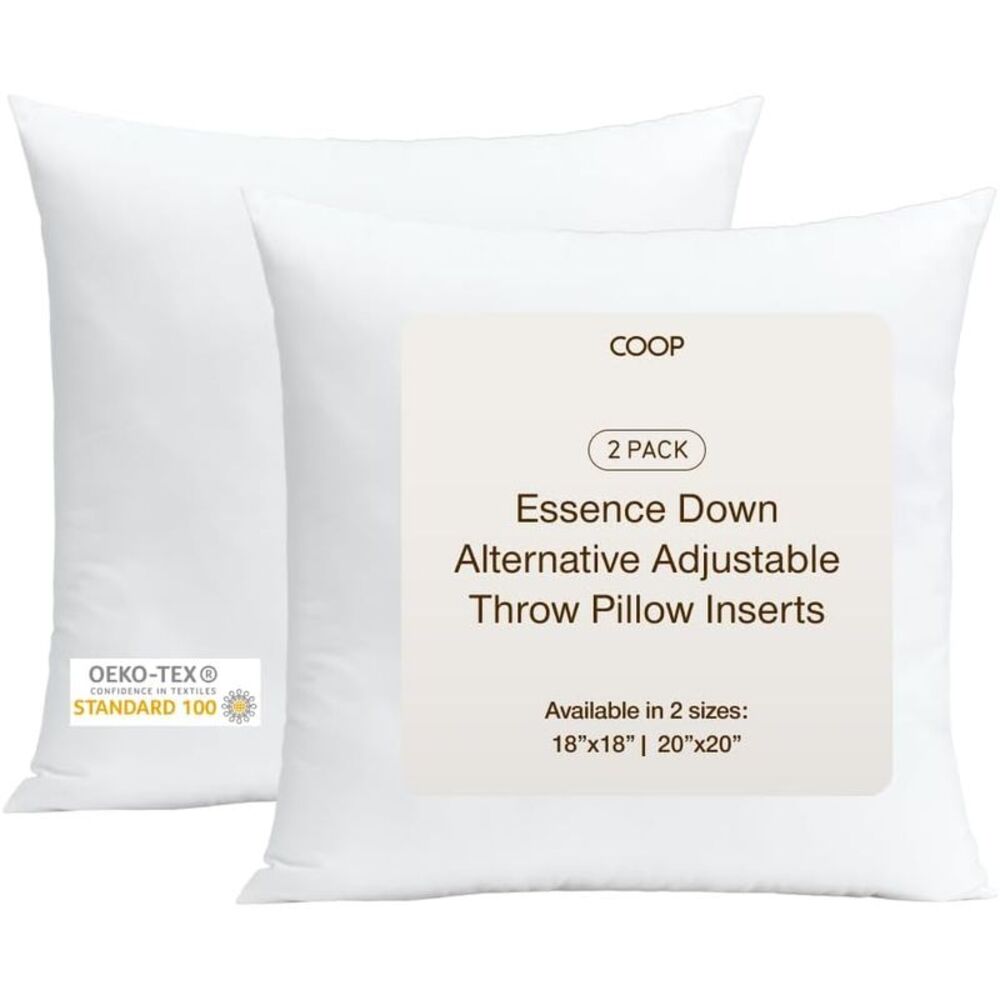 Coop Sleep Goods Essence Adjustable 20x20 Throw Pillow Inserts 2 Pack